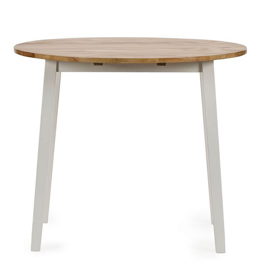 Linwood Wooden Round Drop Leaf Dining Table In Natural And White