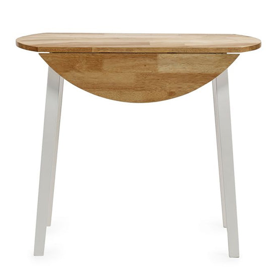 Linwood Wooden Round Drop Leaf Dining Table In Natural And White