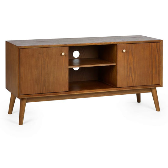 Lowry Wooden TV Stand With 2 Doors In Cherry