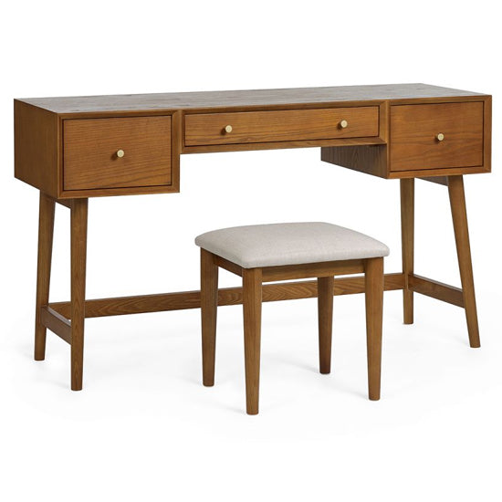 Lowry Wooden Dressing Table With Stool In Cherry