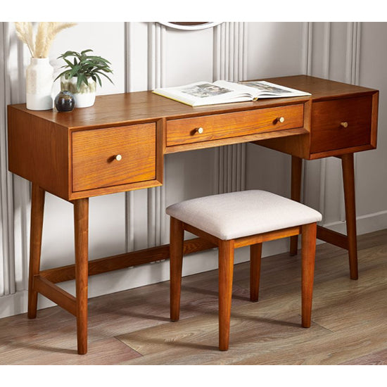 Lowry Wooden Dressing Table With Stool In Cherry