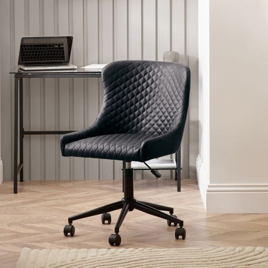 Luxe Faux Leather Home And Office Chair In Black