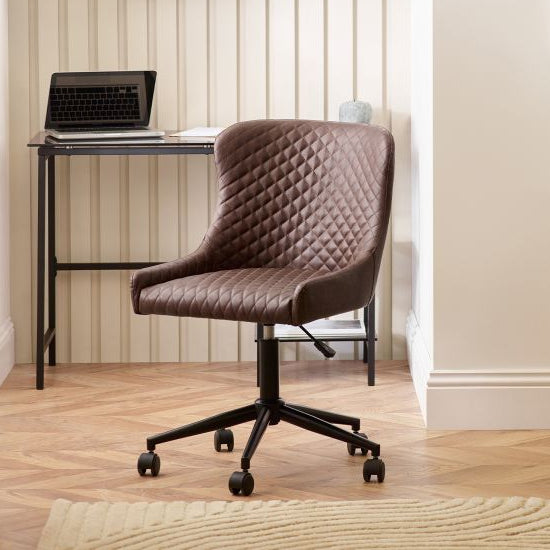 Luxe Faux Leather Home And Office Chair In Brown