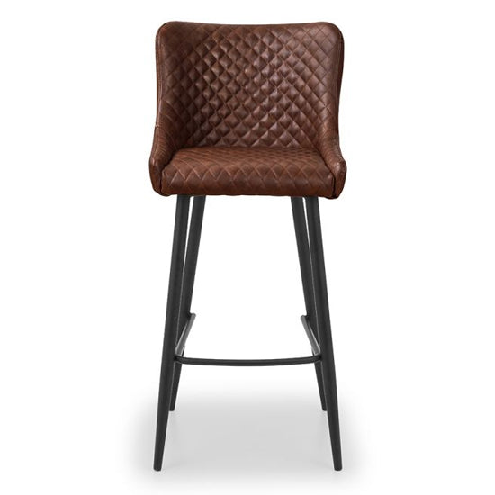 Luxe Faux Leather Bar Stool In Brown