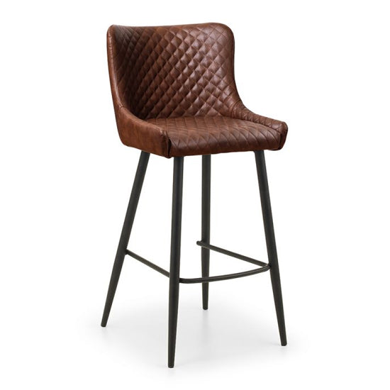 Luxe Faux Leather Bar Stool In Brown