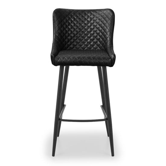 Luxe Faux Leather Bar Stool In Black