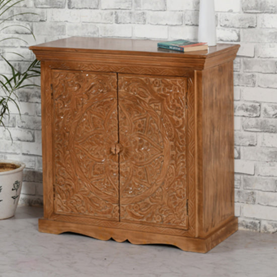 Artwork Solid Mango Wood Sideboard With 2 Doors In Oak