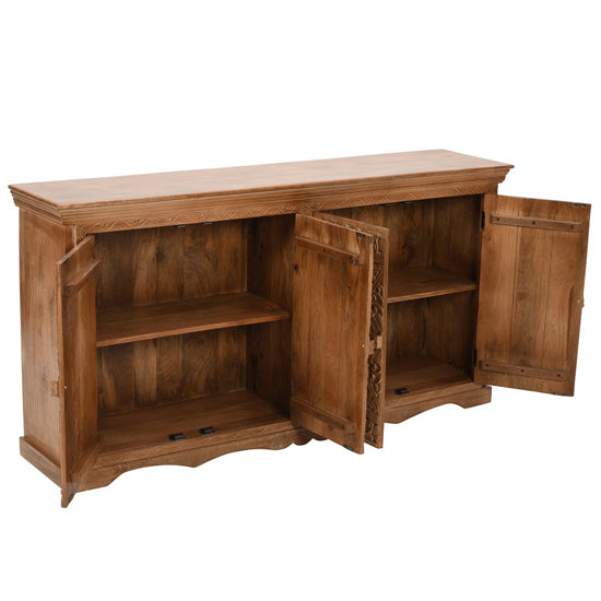 Artwork Solid Mango Wood Sideboard With 4 Doors In Oak