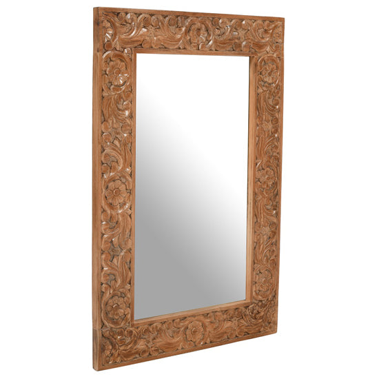 Artwork Wall Mirror With Oak Solid Mango Wood  Frame