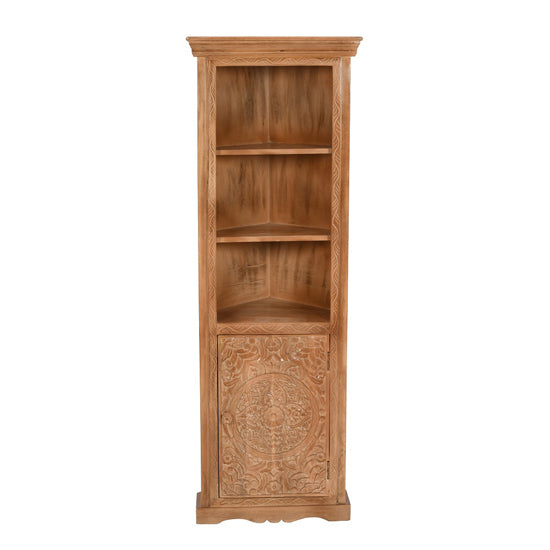 Artwork Solid Mango Wood Corner Bookcase In Oak