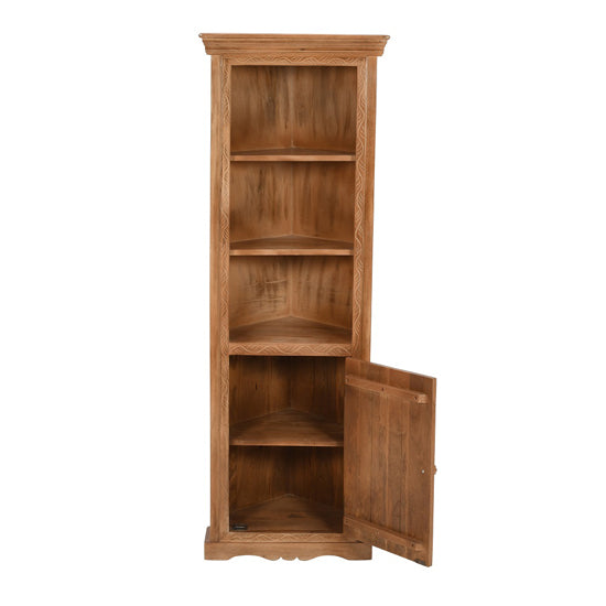 Artwork Solid Mango Wood Corner Bookcase In Oak