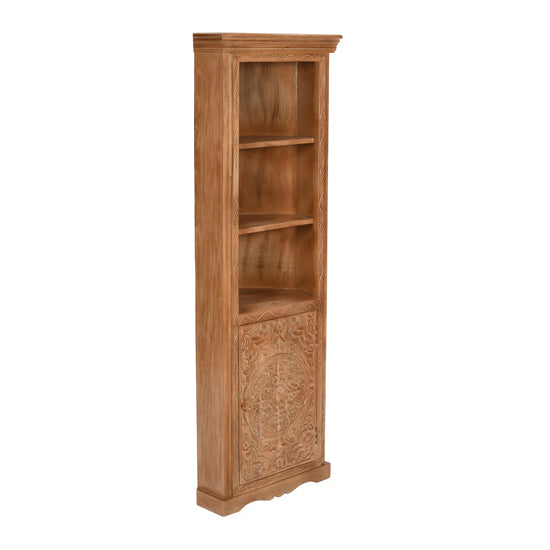 Artwork Solid Mango Wood Corner Bookcase In Oak