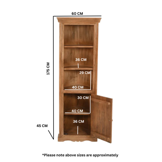 Artwork Solid Mango Wood Corner Bookcase In Oak