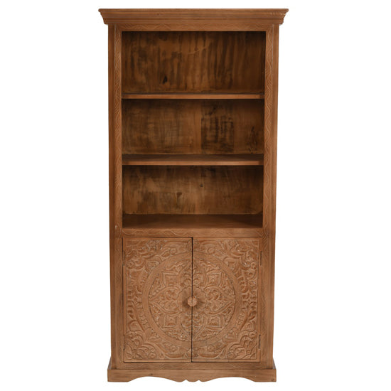 Artwork Solid Mango Wood Large Bookcase In Oak