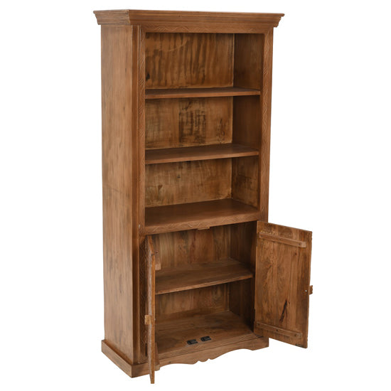 Artwork Solid Mango Wood Large Bookcase In Oak