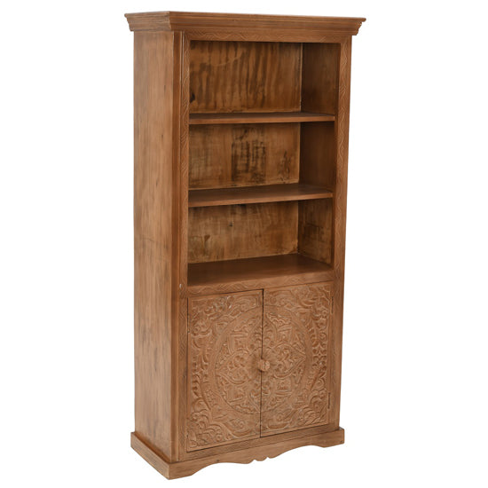 Artwork Solid Mango Wood Large Bookcase In Oak