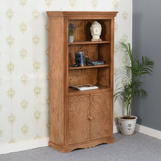 Artwork Solid Mango Wood Large Bookcase In Oak