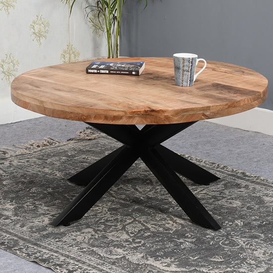 Surrey Solid Mango Wood Coffee Table With Metal Spider Legs