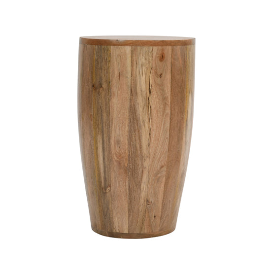 Surrey Solid Mango Wood Drum Side Table In Rough Swan