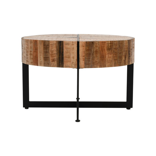 Surrey Solid Mango Wood Coffee Table With Black Metal Legs