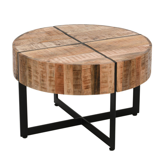 Surrey Solid Mango Wood Coffee Table With Black Metal Legs