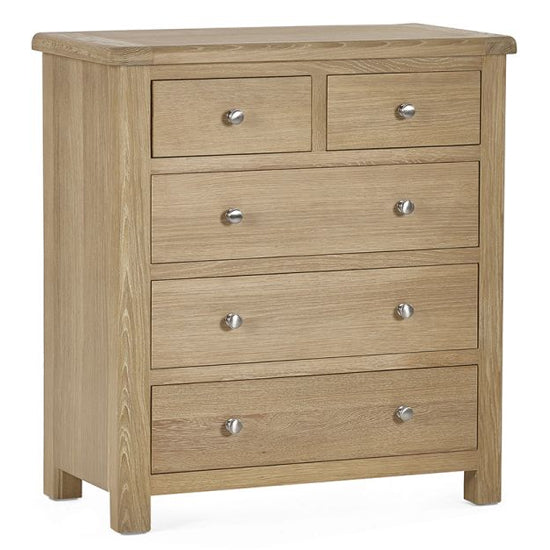 Memphis Wooden Chest Of 5 Drawers In Limed Oak