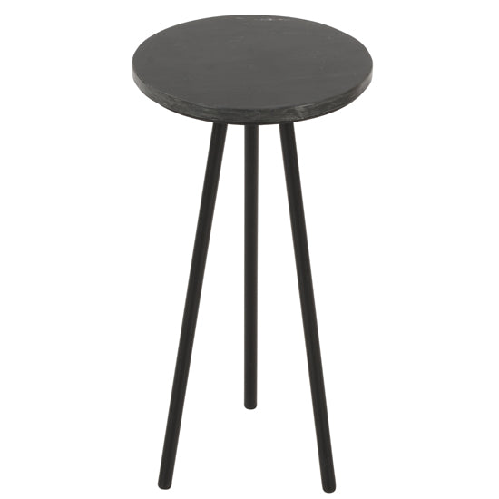 Opal Marble Top Side Table With Black With Black Metal Legs