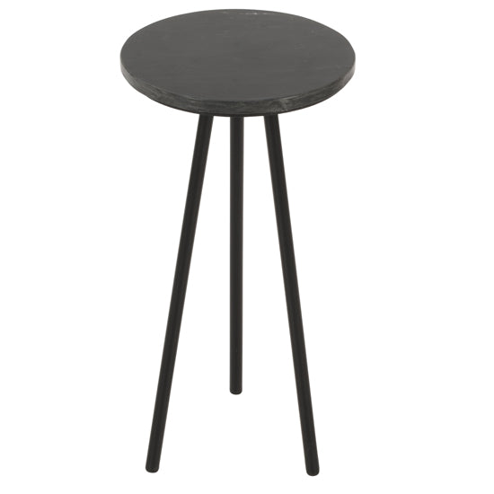 Opal Marble Top Side Table With Black With Black Metal Legs