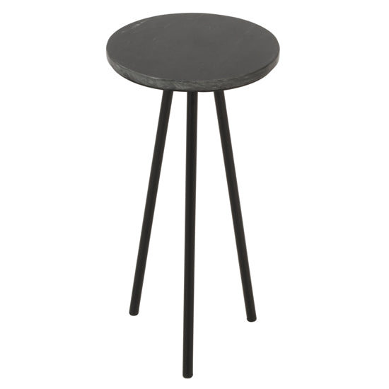 Opal Marble Top Side Table With Black With Black Metal Legs