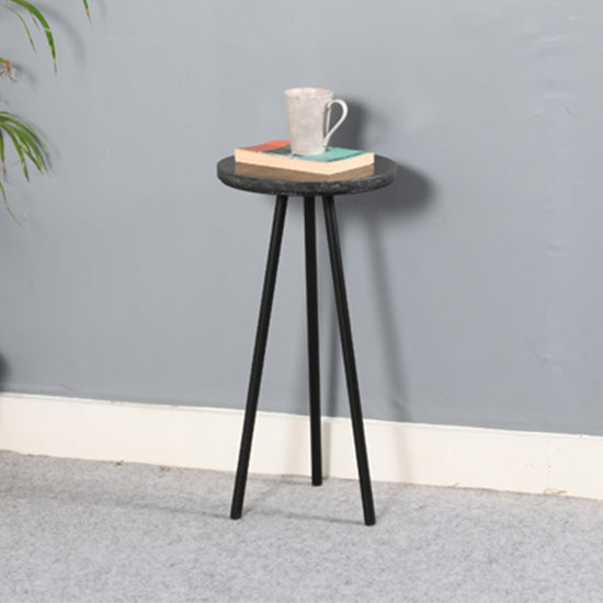 Opal Marble Top Side Table With Black With Black Metal Legs