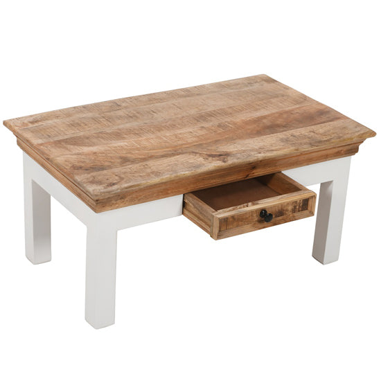 Alfie Solid Mango Wood Coffee Table With 1 Drawer In Oak