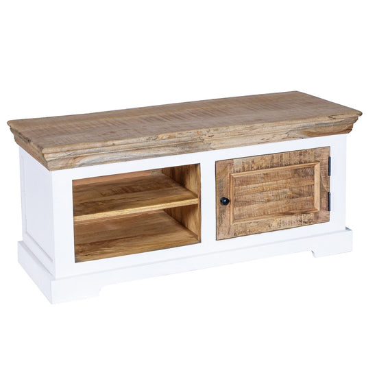 Alfie Solid Mango Wood TV Stand With 1 Door In Oak