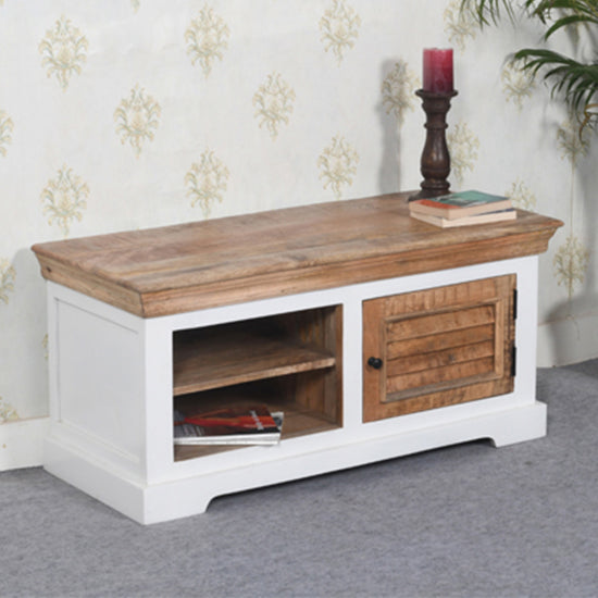 Alfie Solid Mango Wood TV Stand With 1 Door In Oak