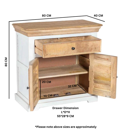 Alfie Solid Mango Wood Sideboard With 2 Doors 1 Drawer In Oak
