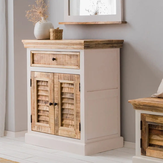 Alfie Solid Mango Wood Sideboard With 2 Doors 1 Drawer In Oak