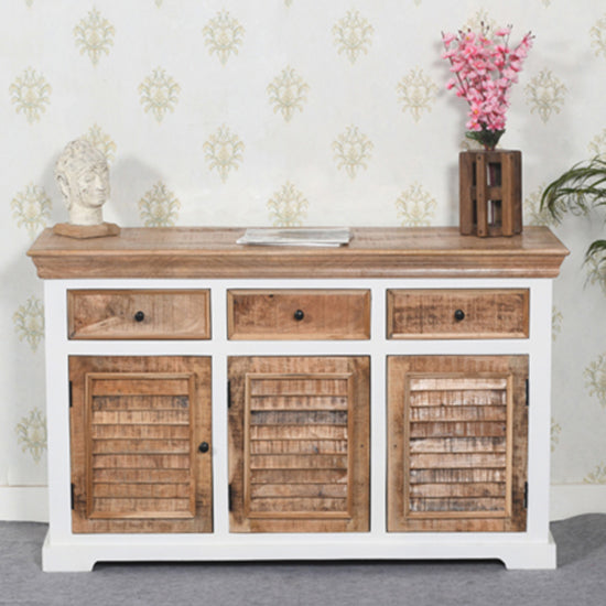 Alfie Solid Mango Wood Sideboard With 3 Doors 3 Drawers In Oak