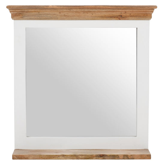 Alfie Solid Mango Wood Frame Wall Mirror With Shelf In White