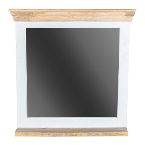 Alfie Solid Mango Wood Frame Wall Mirror With Shelf In White