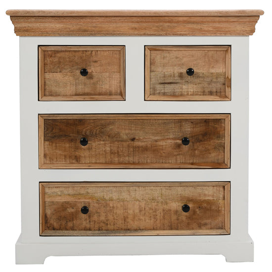 Alfie Solid Mango Wood Chest Of 4 Drawers In Oak