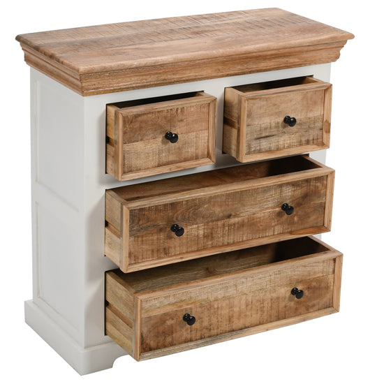 Alfie Solid Mango Wood Chest Of 4 Drawers In Oak