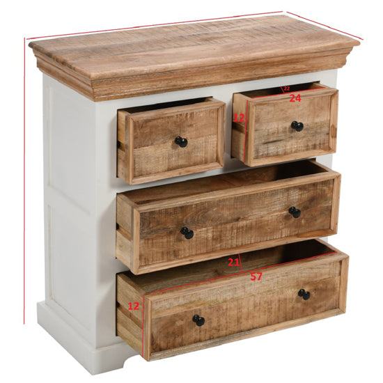 Alfie Solid Mango Wood Chest Of 4 Drawers In Oak