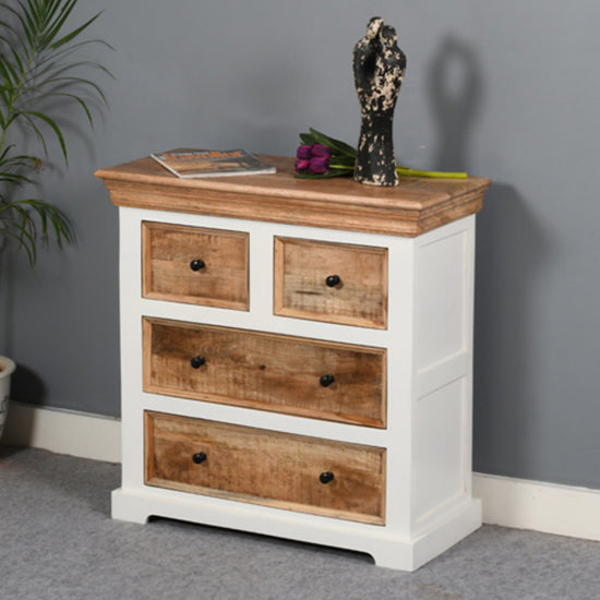 Alfie Solid Mango Wood Chest Of 4 Drawers In Oak