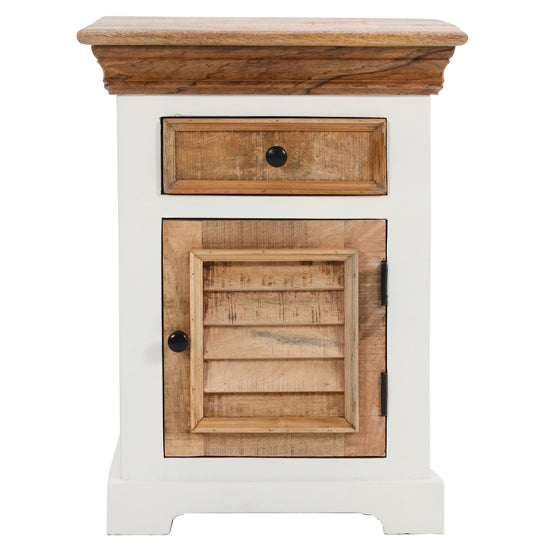 Alfie Solid Mango Wood Bedside Cabinet With 1 Door And 1 Darwer In Oak