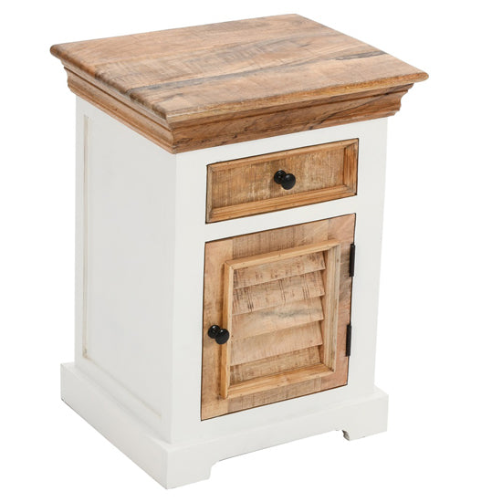 Alfie Solid Mango Wood Bedside Cabinet With 1 Door And 1 Darwer In Oak