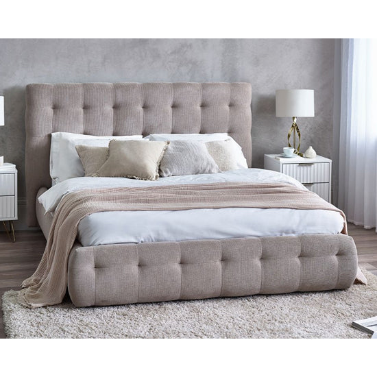 Odette Wooden Double Bed In Light Taupe