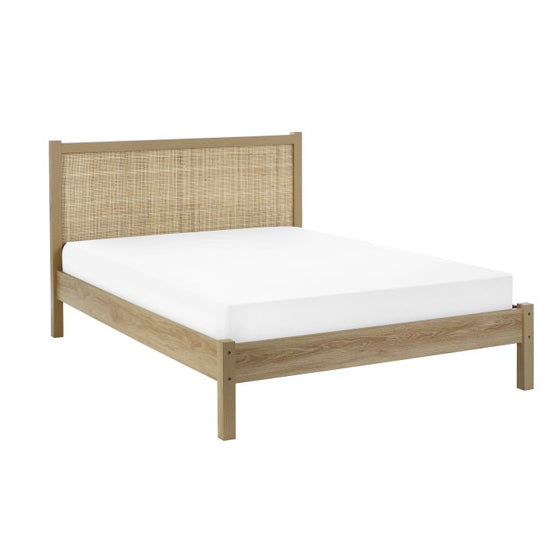 Padstow Wooden Rattan Double Bed In Oak