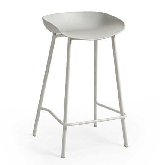 Renzo Plastic Bar Stool In Grey With Metal Legs