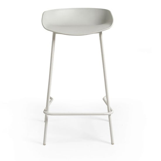 Renzo Plastic Bar Stool In Grey With Metal Legs