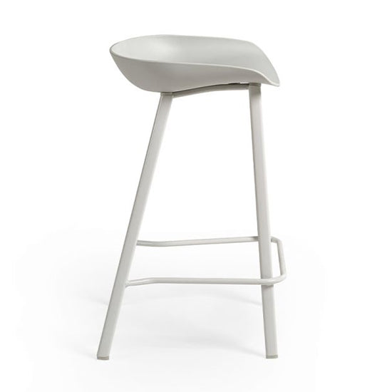 Renzo Plastic Bar Stool In Grey With Metal Legs