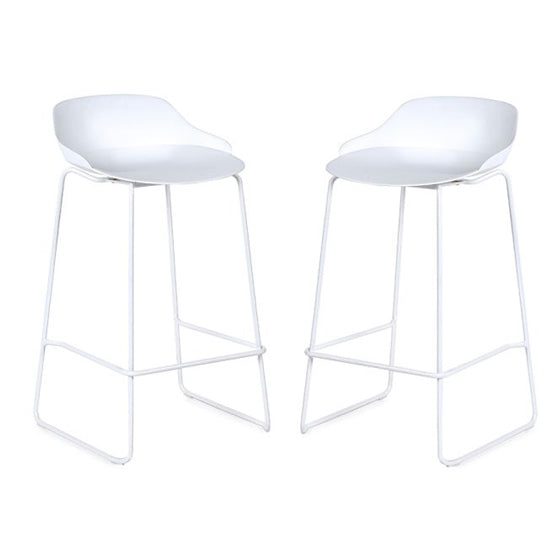 Rocco White Plastic Bar Stools In Pair